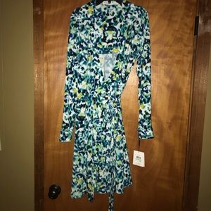Calvin Klein Wrap Dress Long Sleeve 8 NWT